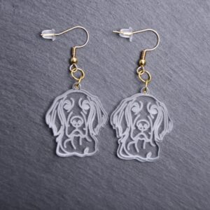 Irish Setter Earrings. These earrings are made with engraved acrylic. Comes with gold hooks that is nickel free. Adorable dangle earrings for dog lovers.