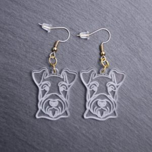 Irish Terrier Earrings. These earrings are made with engraved acrylic. Comes with gold hooks that is nickel free. Adorable dangle earrings for dog lovers.