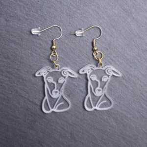 Italian Greyhound Earrings. These earrings are made with engraved acrylic. Comes with gold hooks that is nickel free. Adorable dangle earrings for dog lovers.