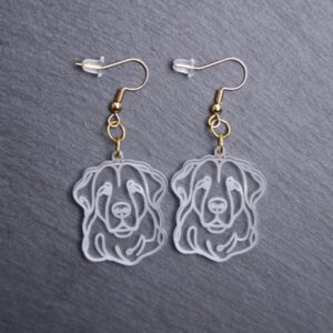 Kuvasz Earrings. These earrings are made with engraved acrylic. Comes with gold hooks that is nickel free. Adorable dangle earrings for dog lovers.