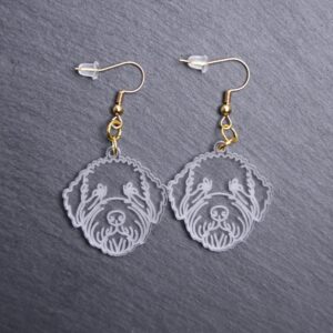 Lagotto Romagnolo Earrings. These earrings are made with engraved acrylic. Comes with gold hooks that is nickel free. Adorable dangle earrings for dog lovers.