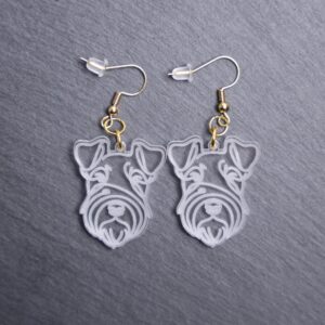 Lakeland Terrier Earrings. These earrings are made with engraved acrylic. Comes with gold hooks that is nickel free. Adorable dangle earrings for dog lovers.
