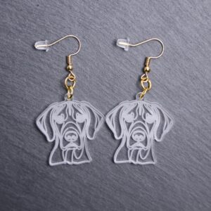 Vizsla Earrings. These earrings are made with engraved acrylic. Comes with gold hooks that is nickel free. Adorable dangle earrings for dog lovers.